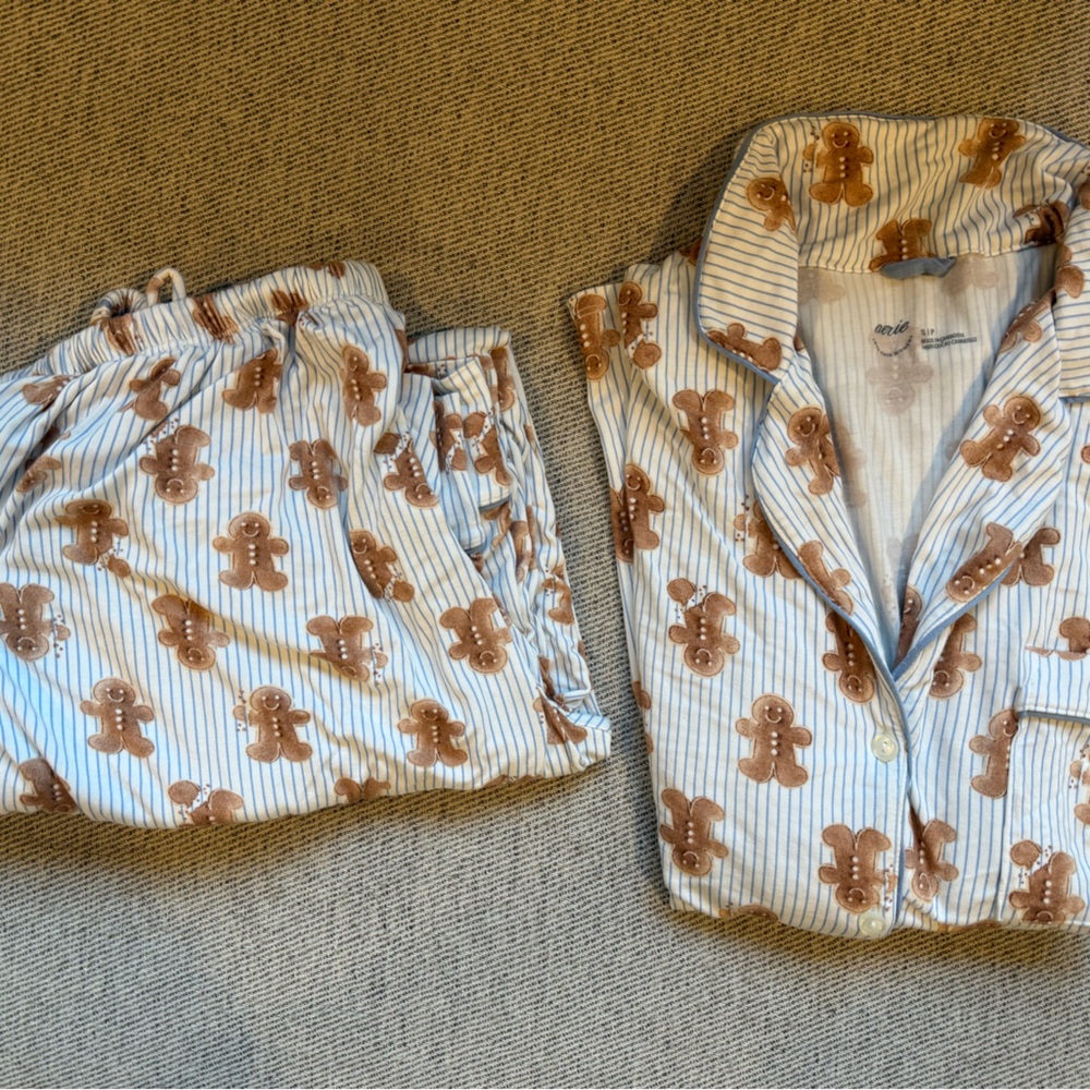 Aerie Blue and Brown Striped Pajama Set